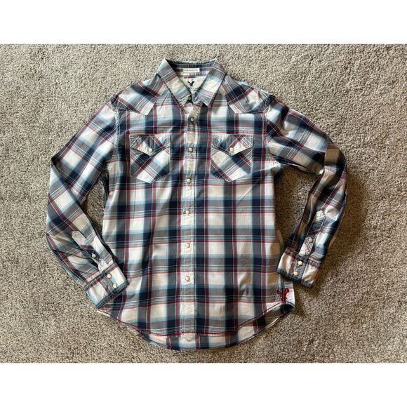 Men's American Eagle Long Sleeve Pearl Snap Shirt Size M - Picture 1 of 6